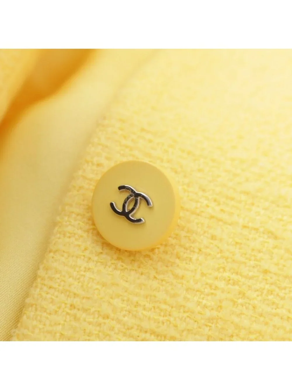 Chanel Wool Coco Button Tweed Tailored Jacket Yellow 38